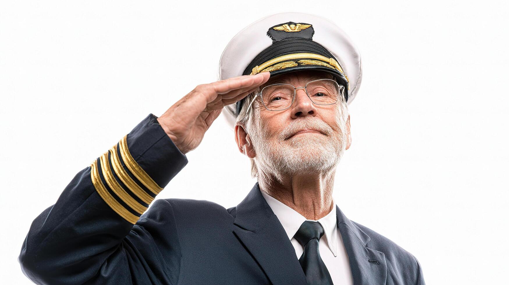 An older man in a suit and hat saluting photo