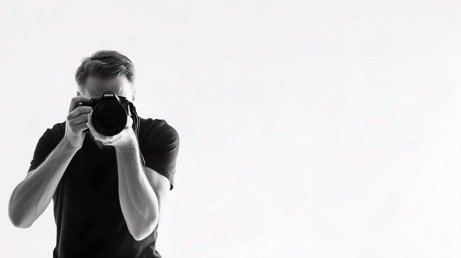 A man taking a picture with a camera photo