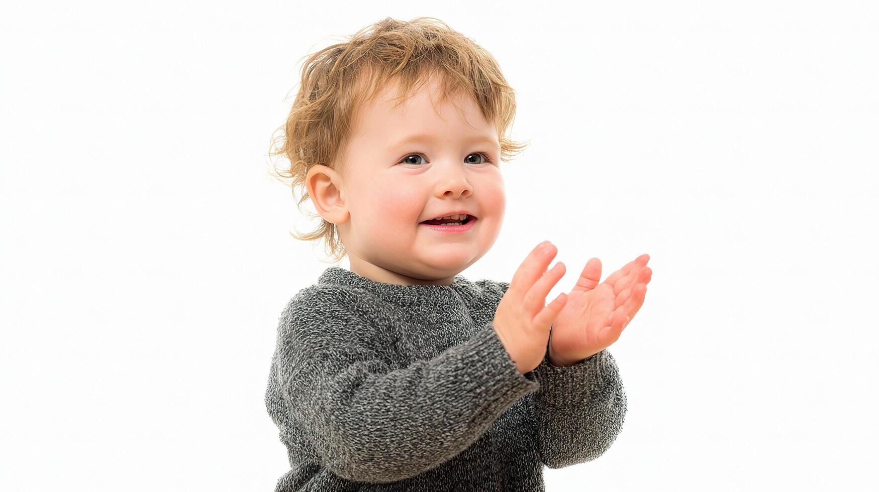 A young child is clapping his hands photo