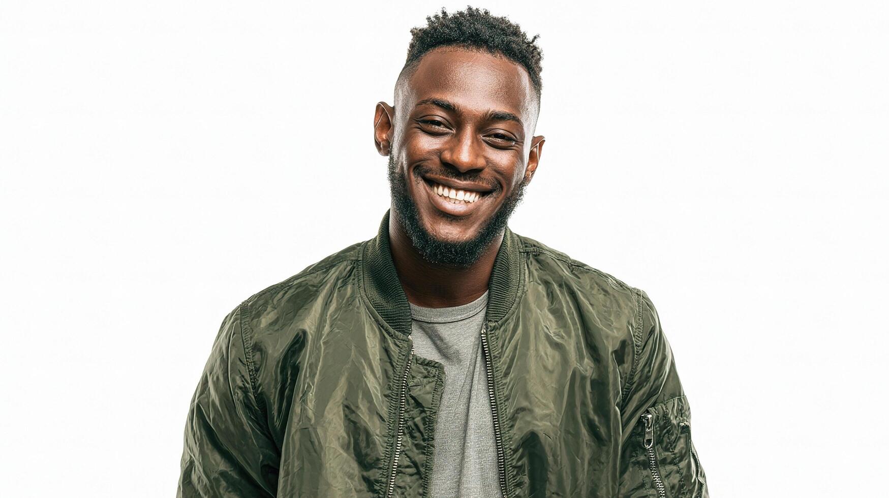 A man in a green jacket smiling photo