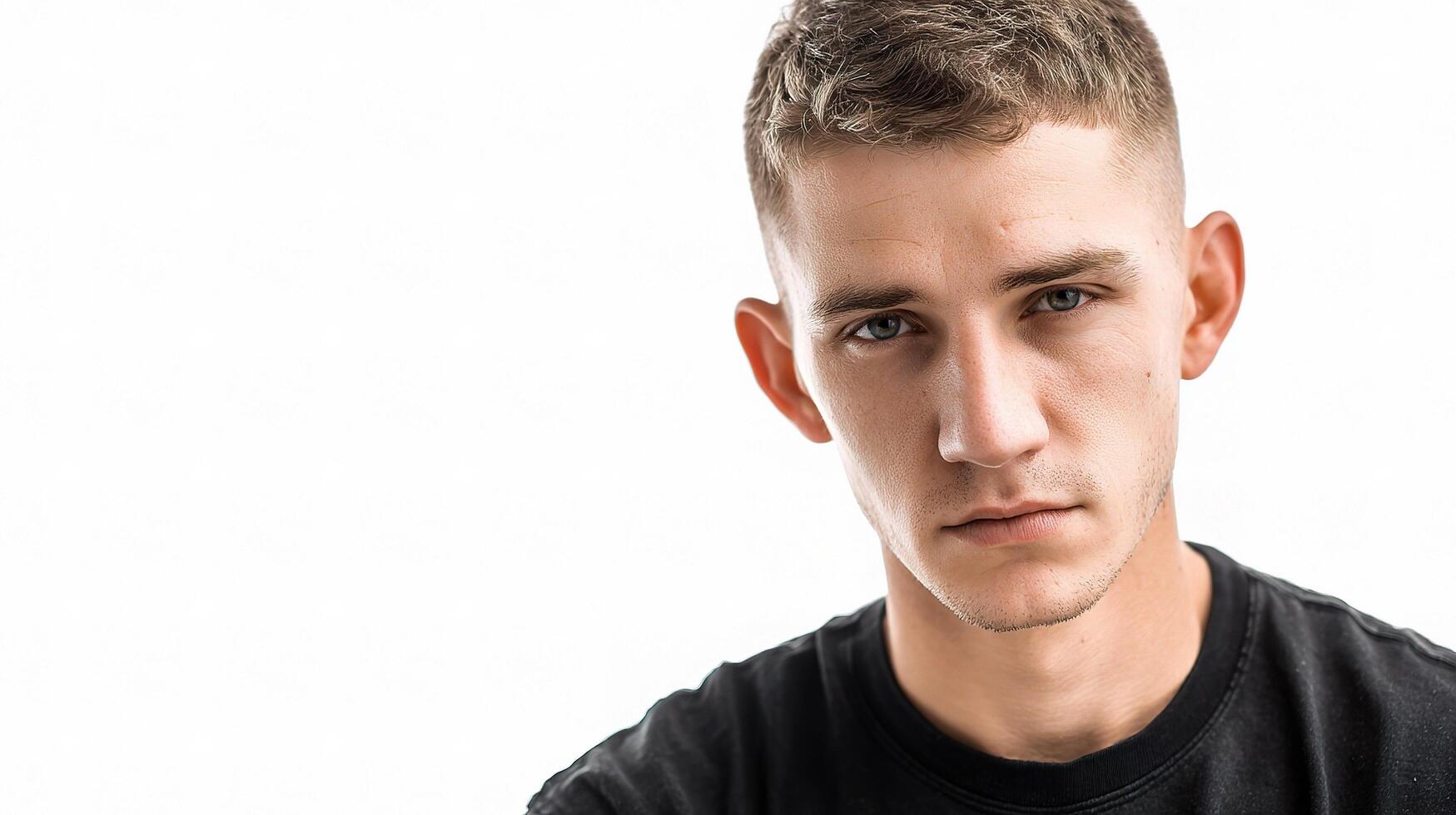 A young man with a black shirt on photo