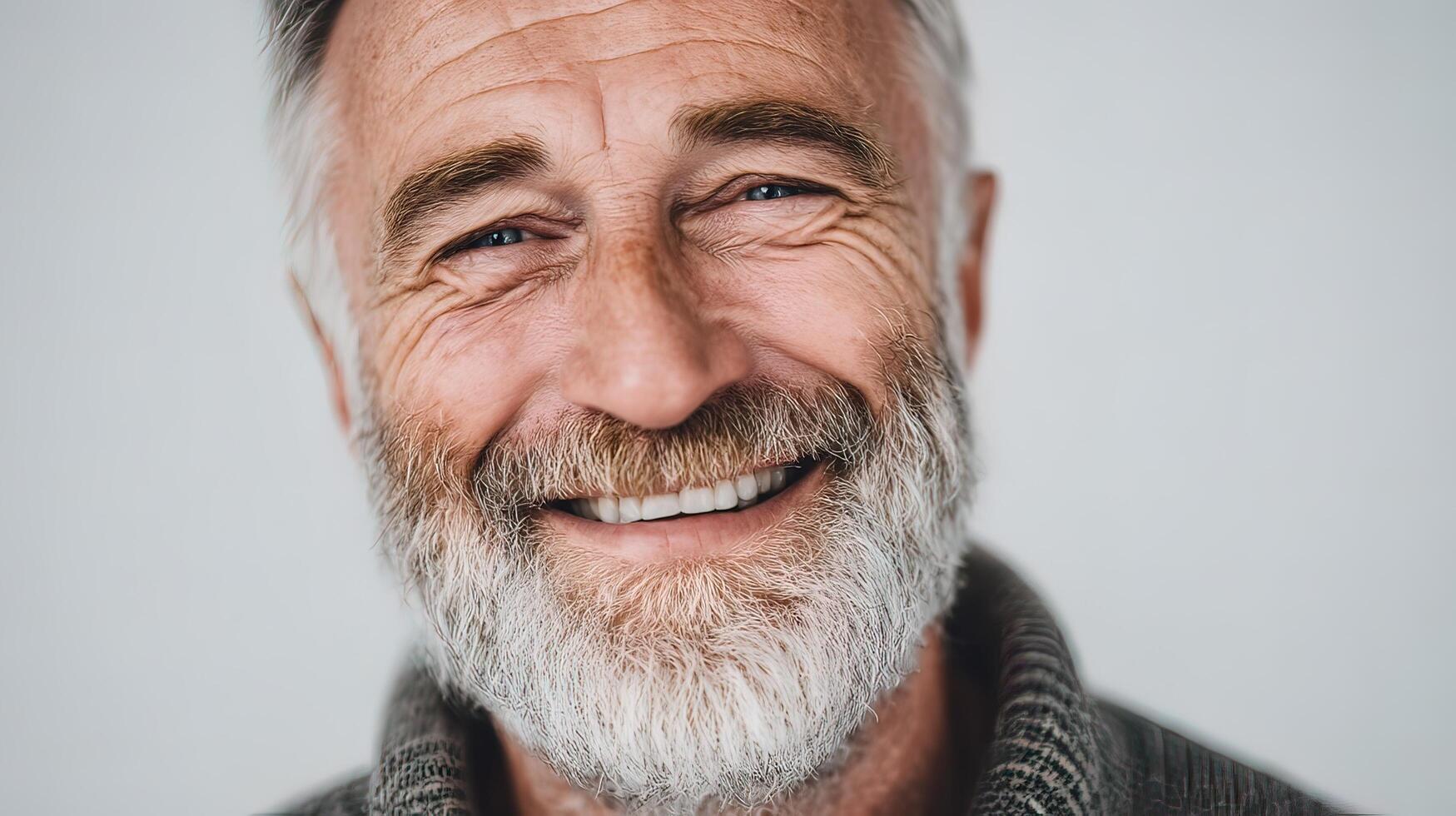 A close up of a man with a beard smiling photo