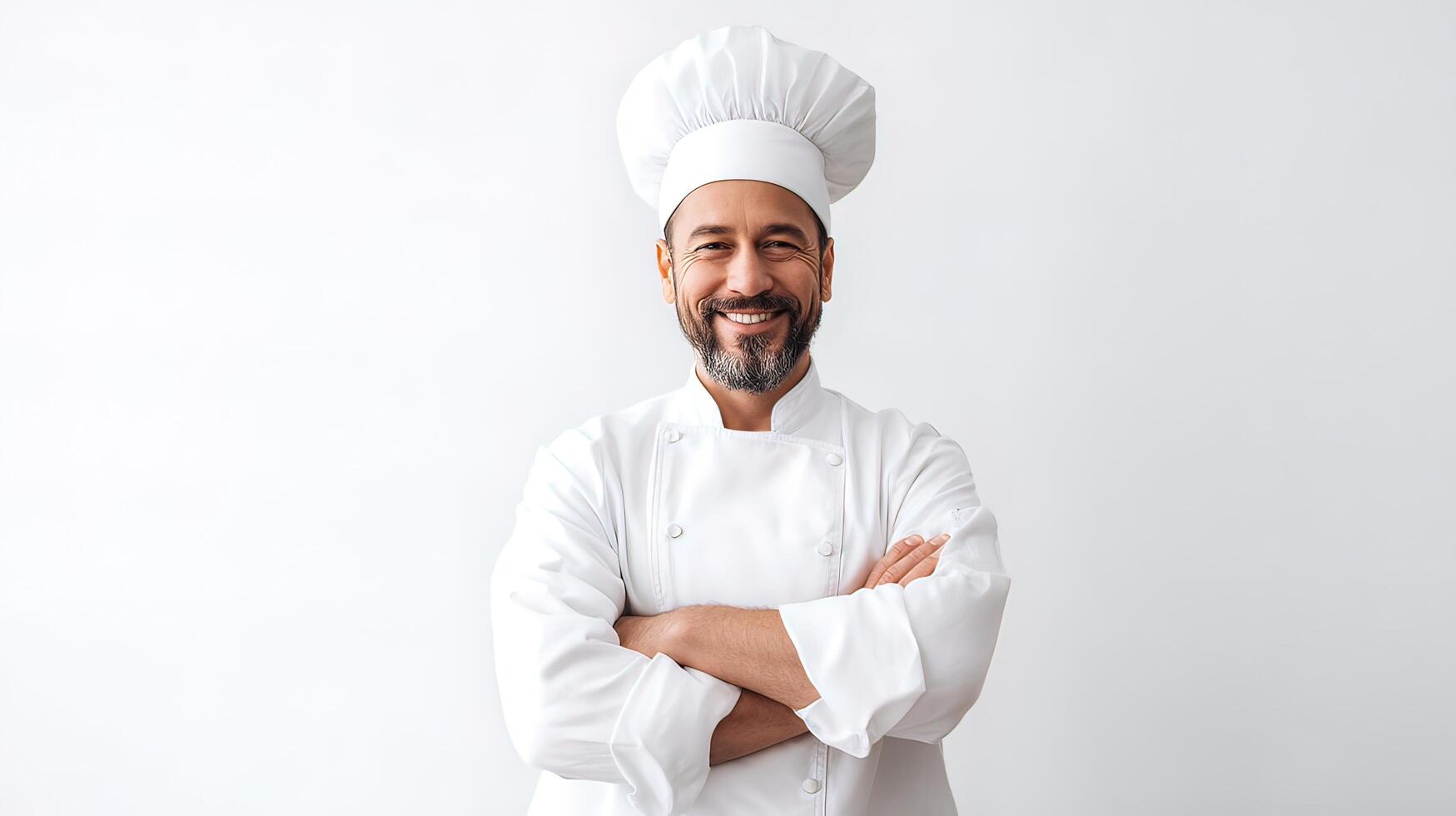 A man in a chef's uniform is smiling photo