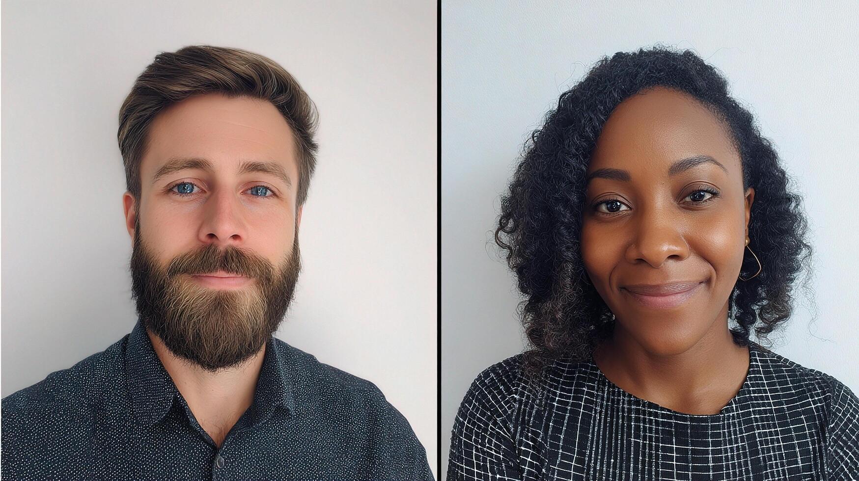 Two people with beards and one with a beard photo
