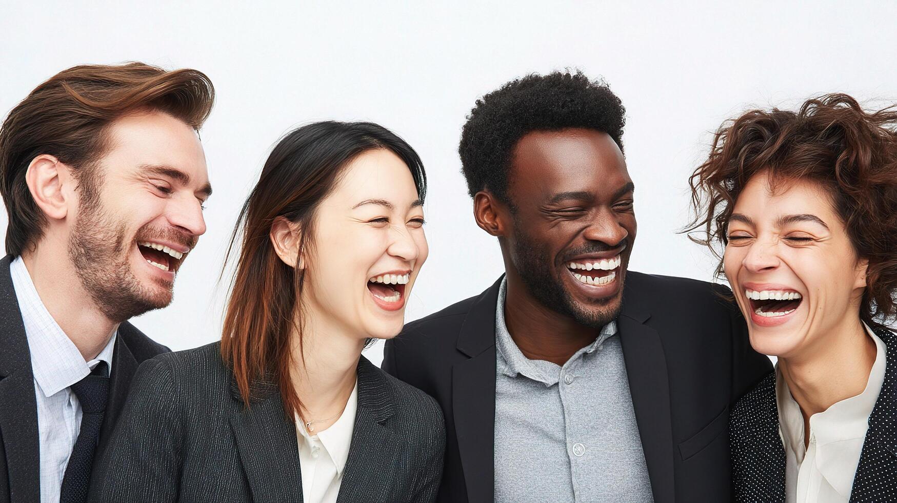 Five business people laughing together photo