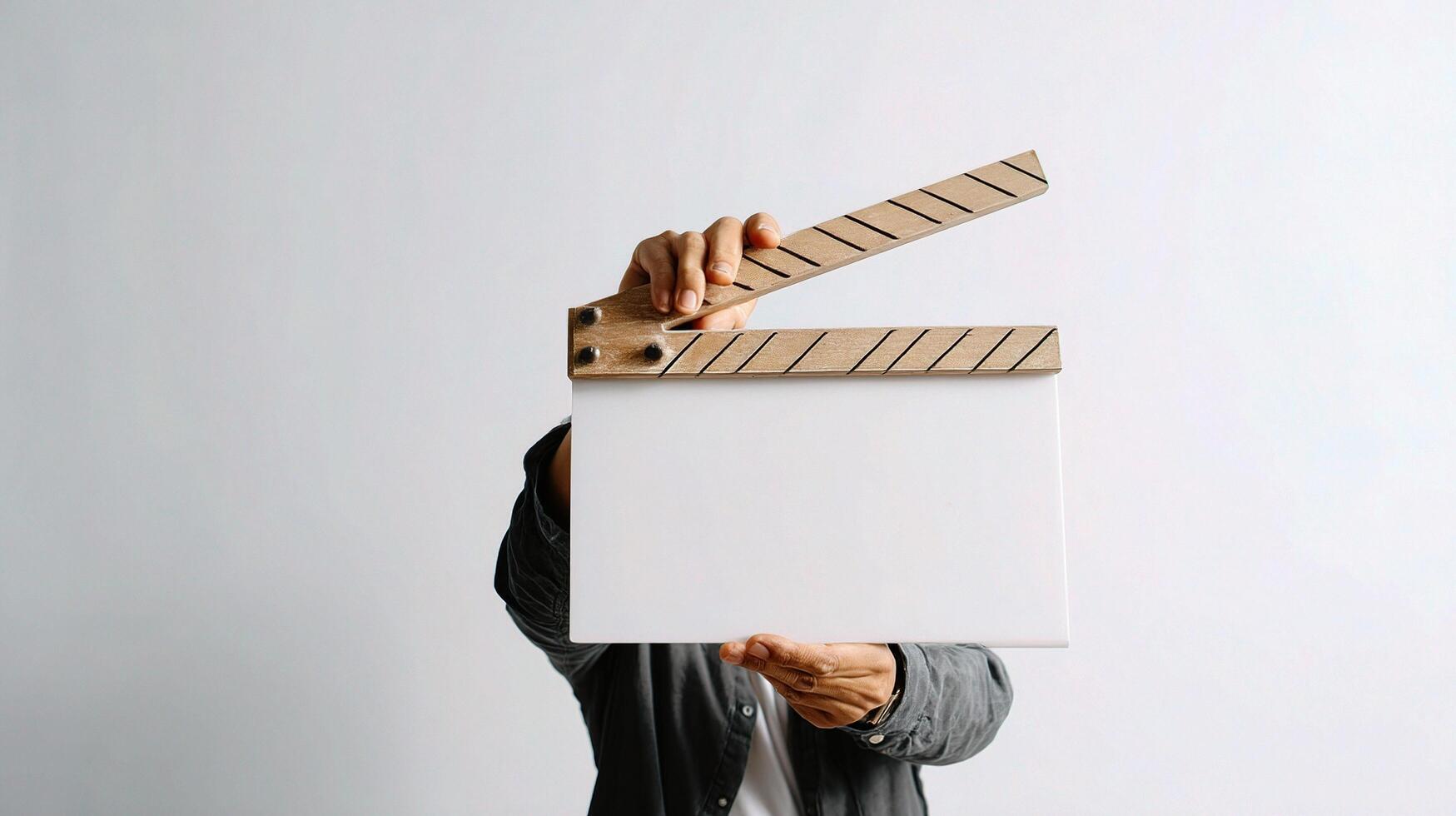 A person holding up a blank white board photo