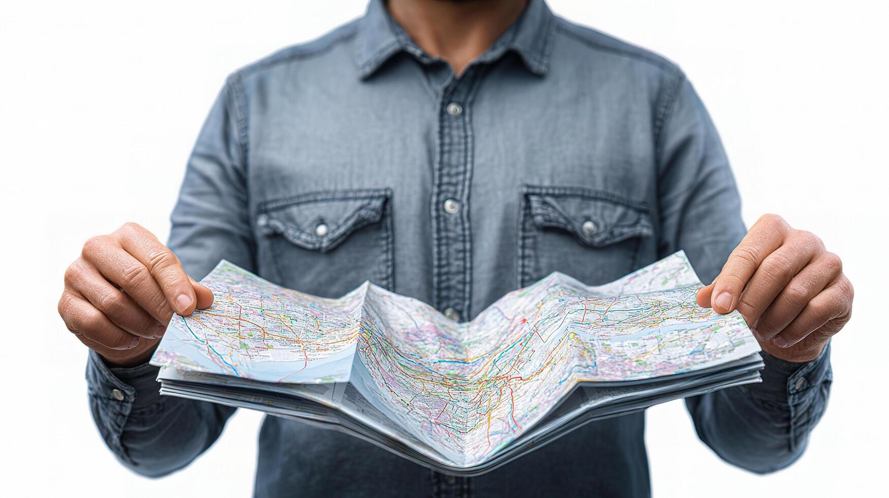 A man holding a map in his hands photo