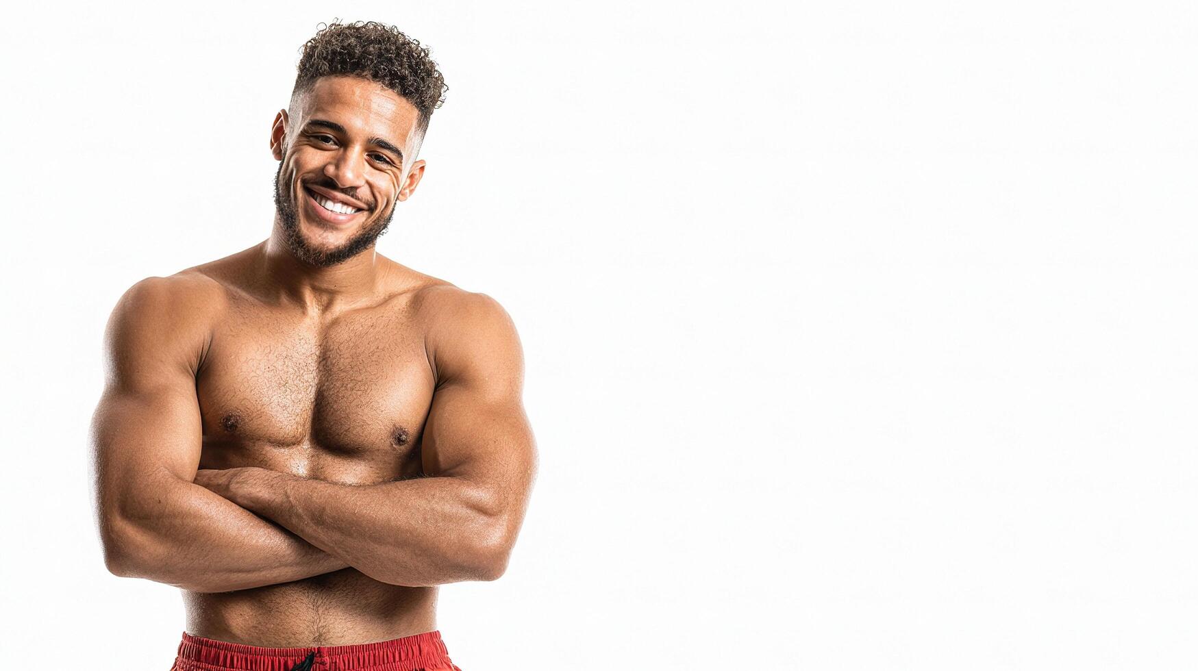 A shirtless man posing for the camera photo