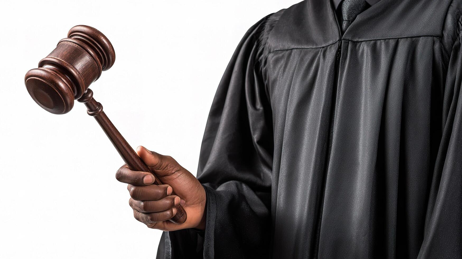 A judge holding a gavel in his hand photo