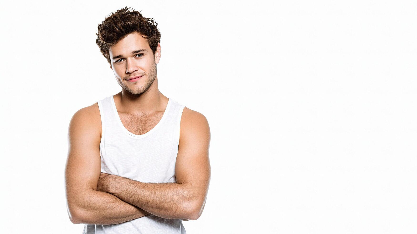 A man in a tank top posing for the camera photo