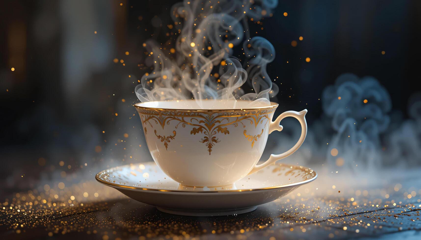 A cup of tea with steam coming out of it photo