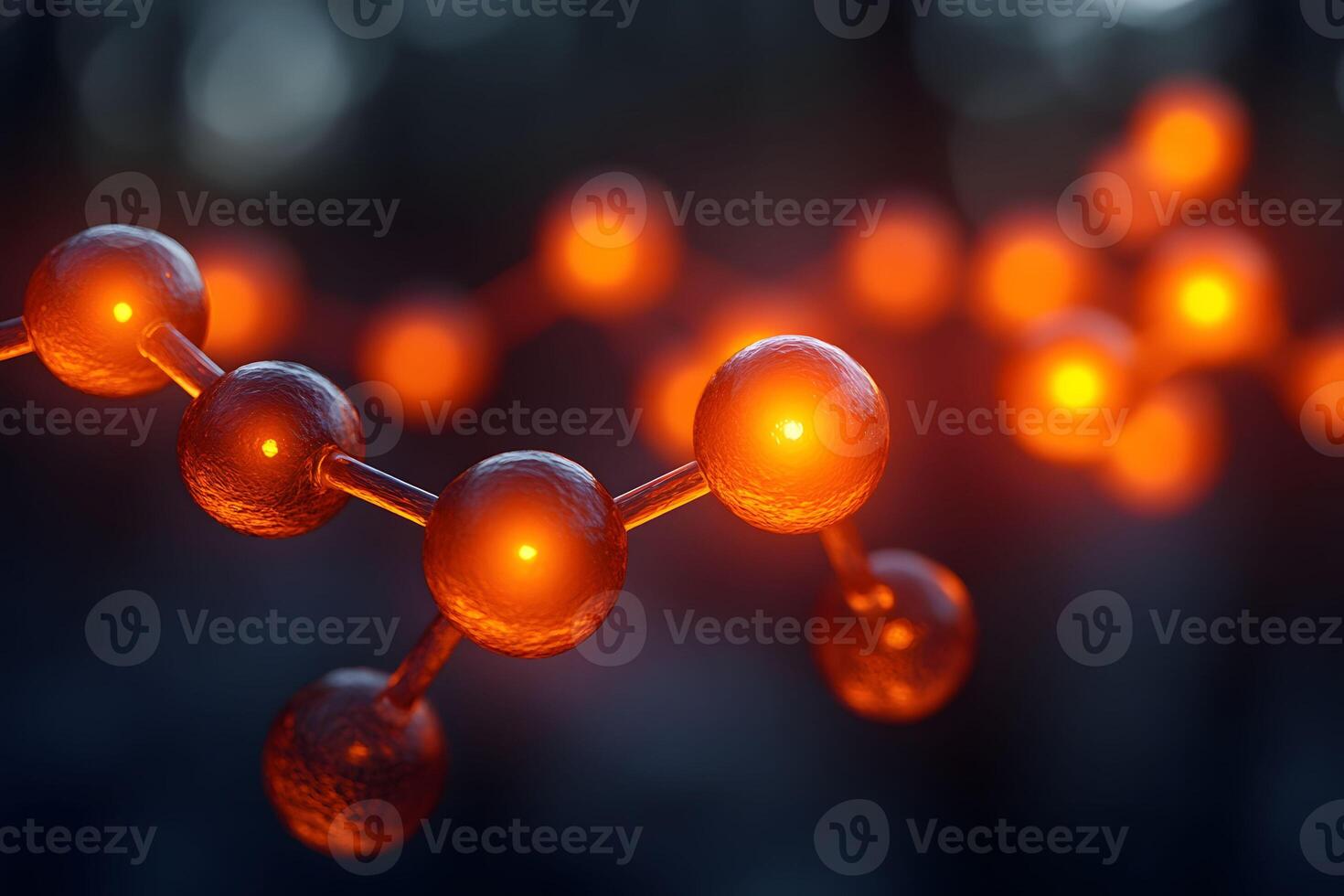 Abstract Molecular Structure with Glowing Red Spheres - Concept of Chemistry and Science photo