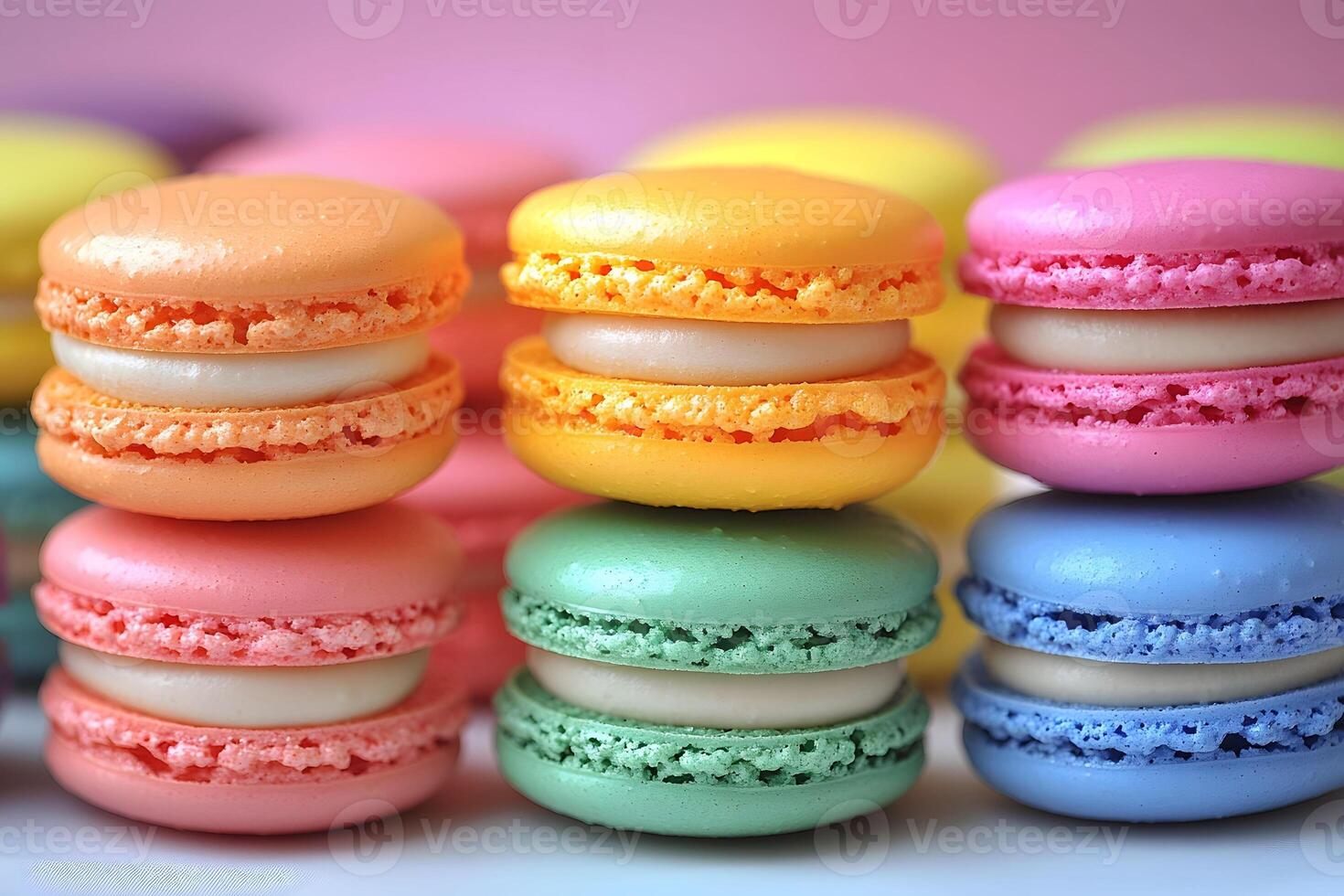 Colorful French Macarons Arrangement for Dessert Themed Design and Culinary Inspiration photo