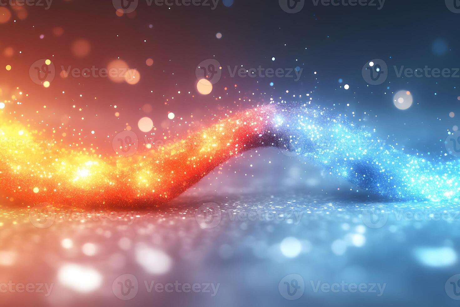 Dynamic Energy Wave of Vibrant Red and Blue Light Particles photo