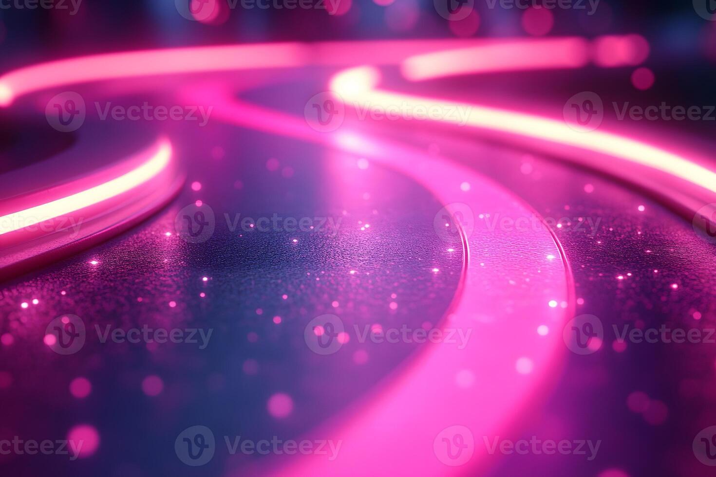 Futuristic Neon Pathway with Pink Glow for Retro Design or Tech Themes photo