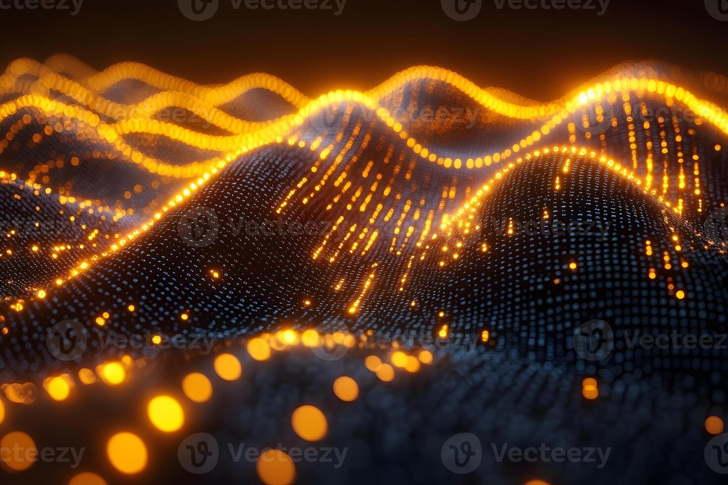 Abstract Digital Waveform with Glowing Dots for Technology and Innovation Design photo
