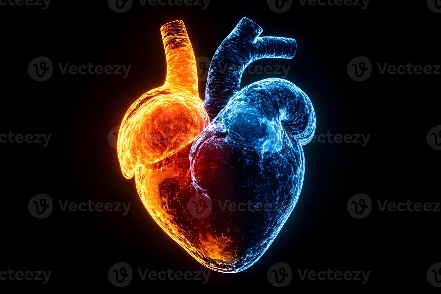 Duality of Heart Fiery Passion Meets Tranquil Coolness in Abstract Design photo