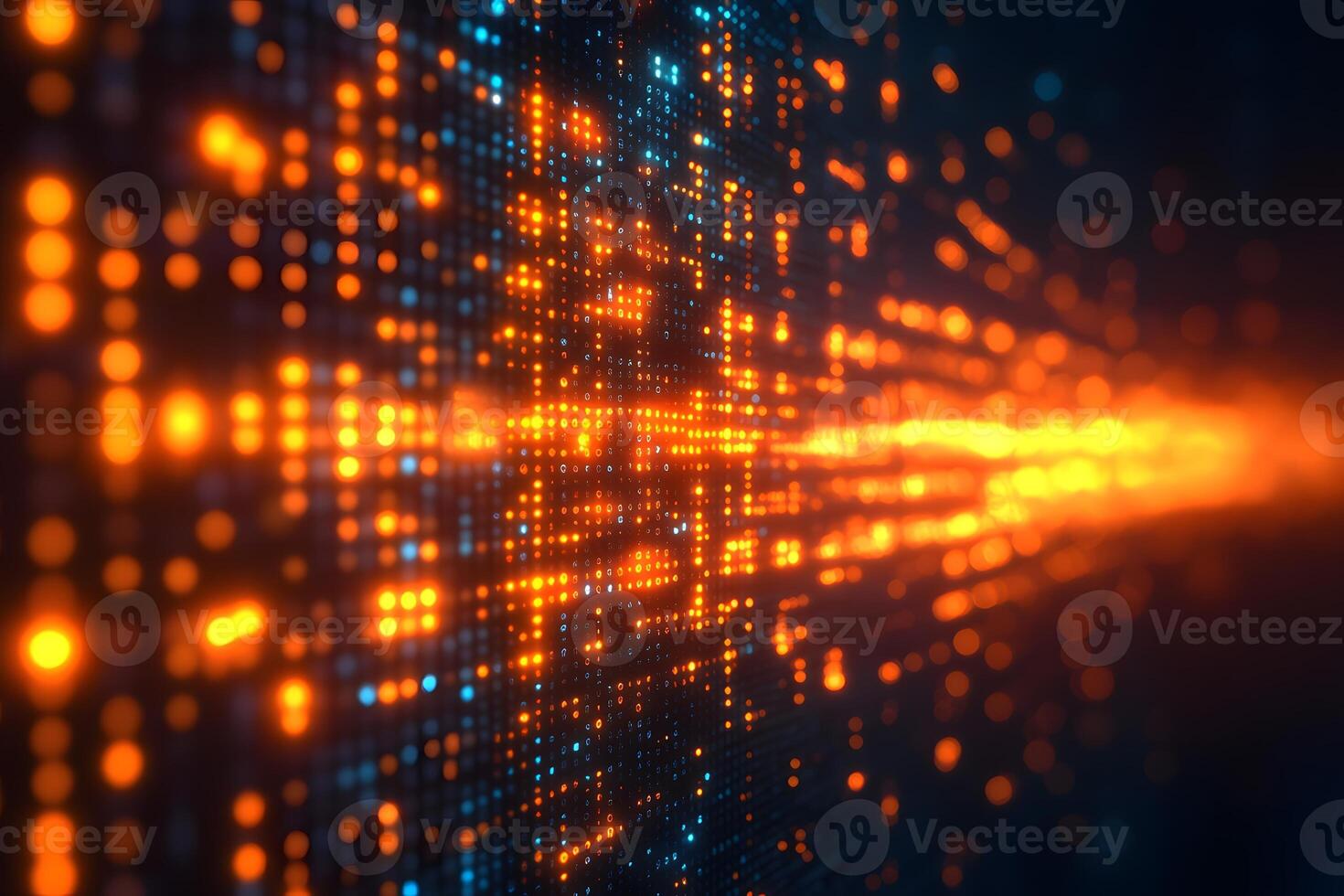Futuristic Digital Data Stream with Abstract Glowing Neon Lights photo