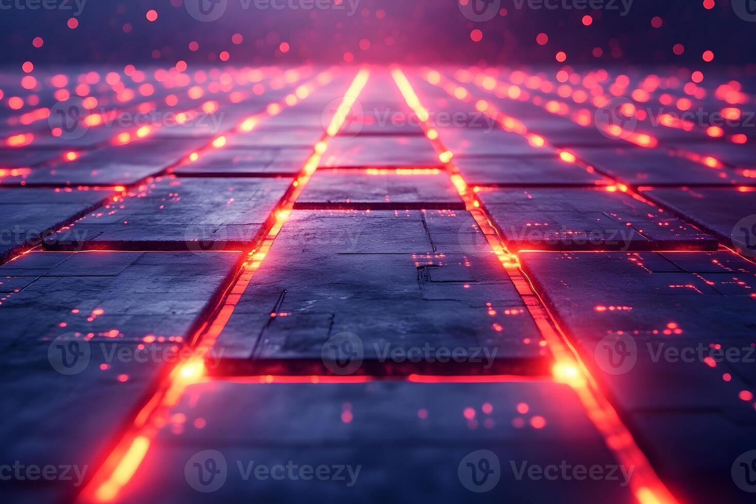 Futuristic Digital Grid with Glowing Red Lines for Technology Themes photo