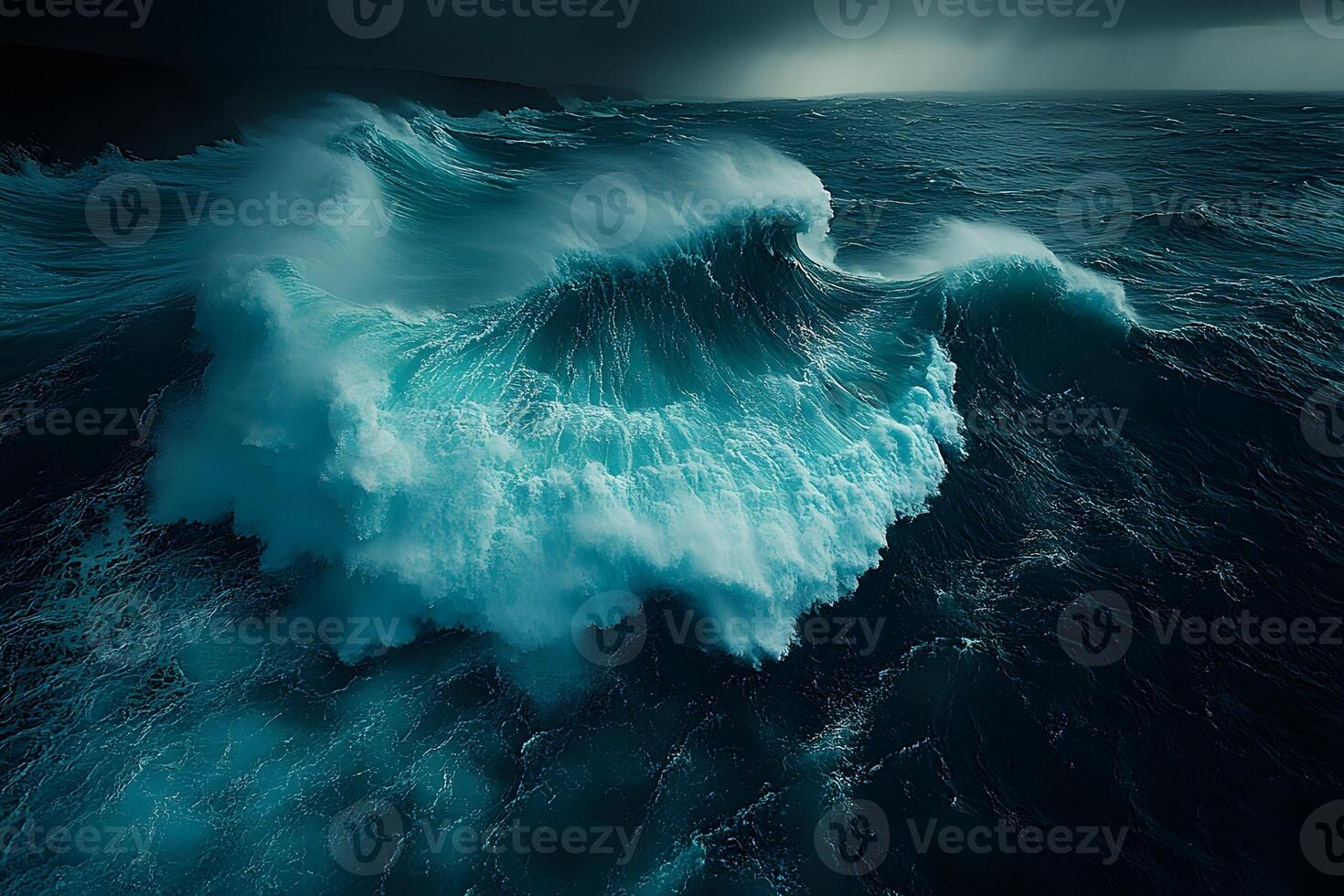Majestic Ocean Waves Under Dramatic Skies - Nature's Raw Power photo