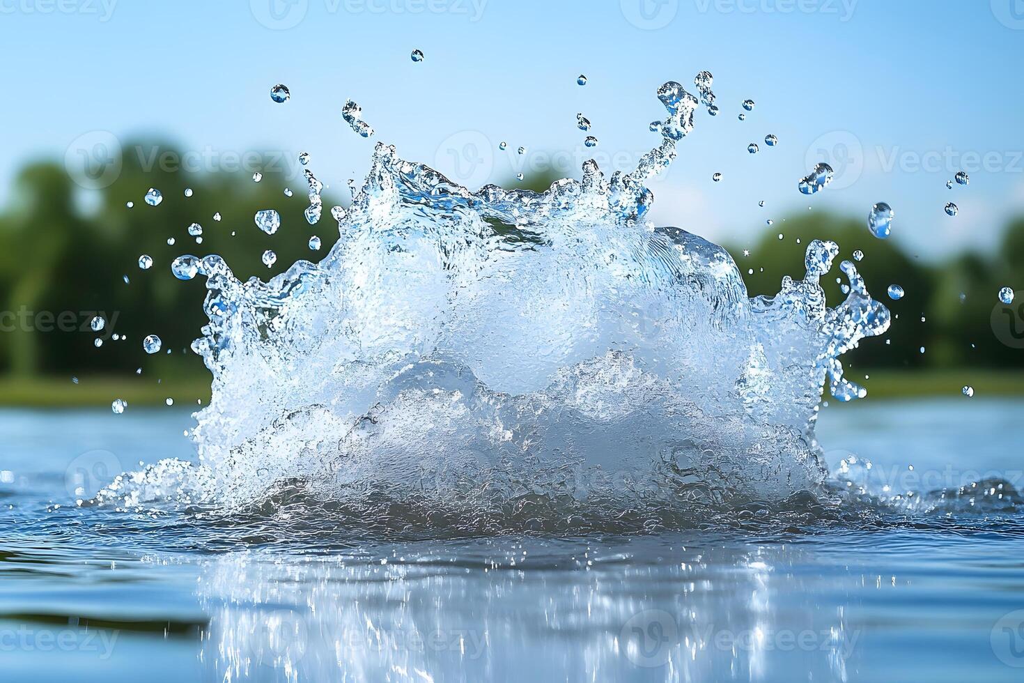 Splashing Water in Nature - Dynamic Energy and Refreshing Scenery for Design and Print photo