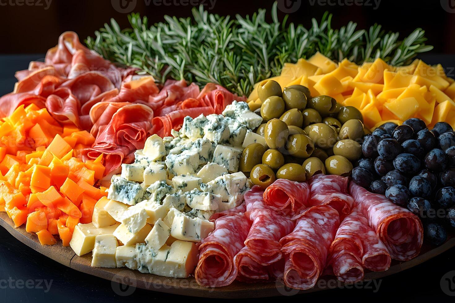 Gourmet Charcuterie Spread with Meats, Cheeses, Olives, and Fresh Herbs for Elegant Entertaining photo