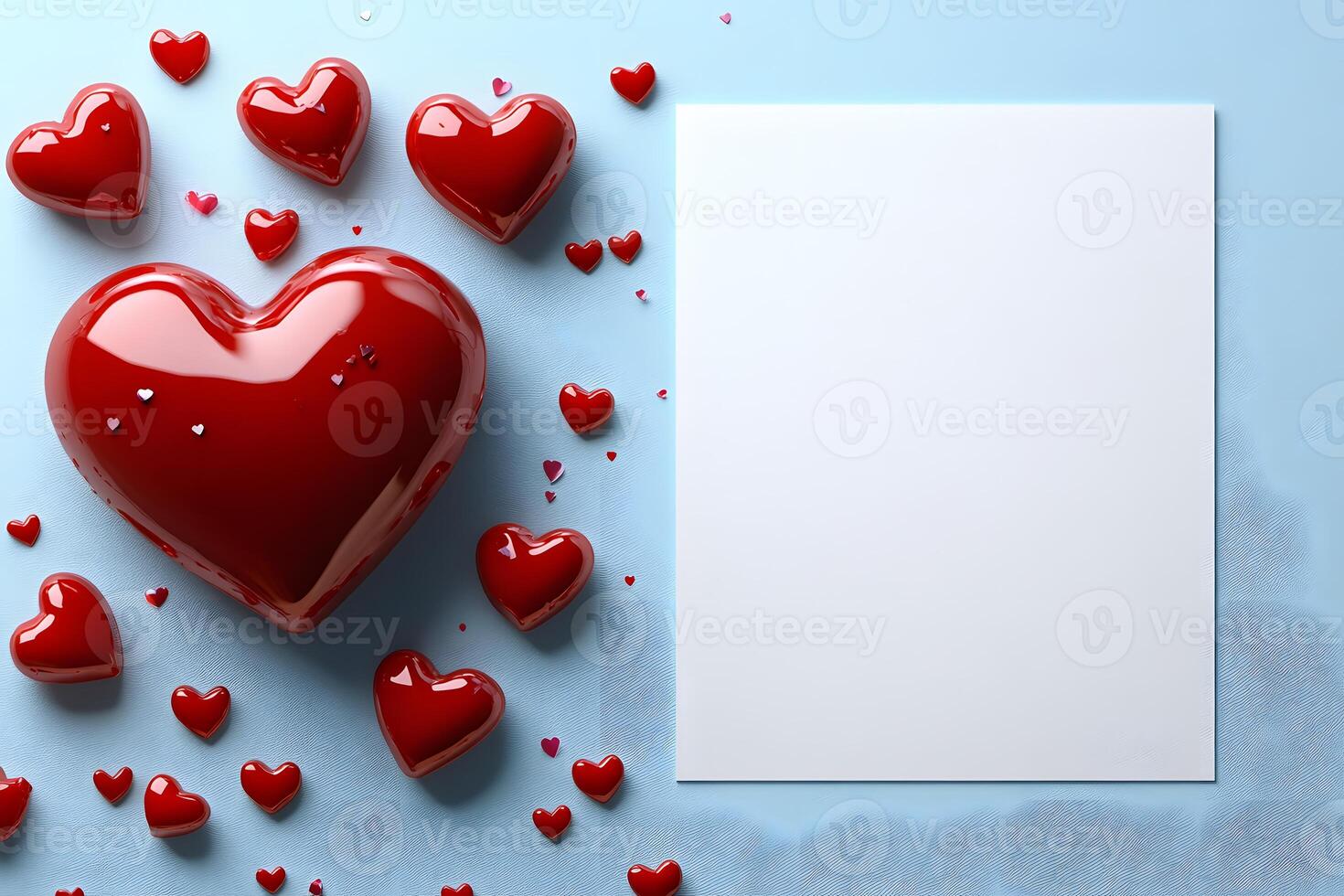 Valentine's Day Heart-Themed Greeting Card Design with Copy Space photo