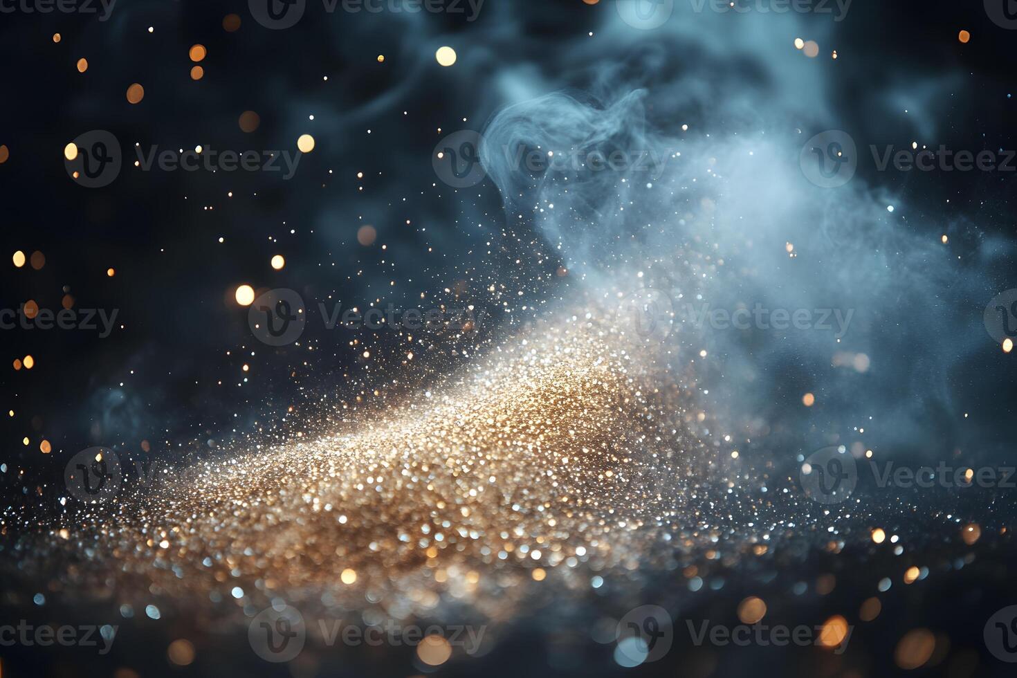 Enchanting Sparkling Mist with Golden Bokeh for Mystical Designs photo