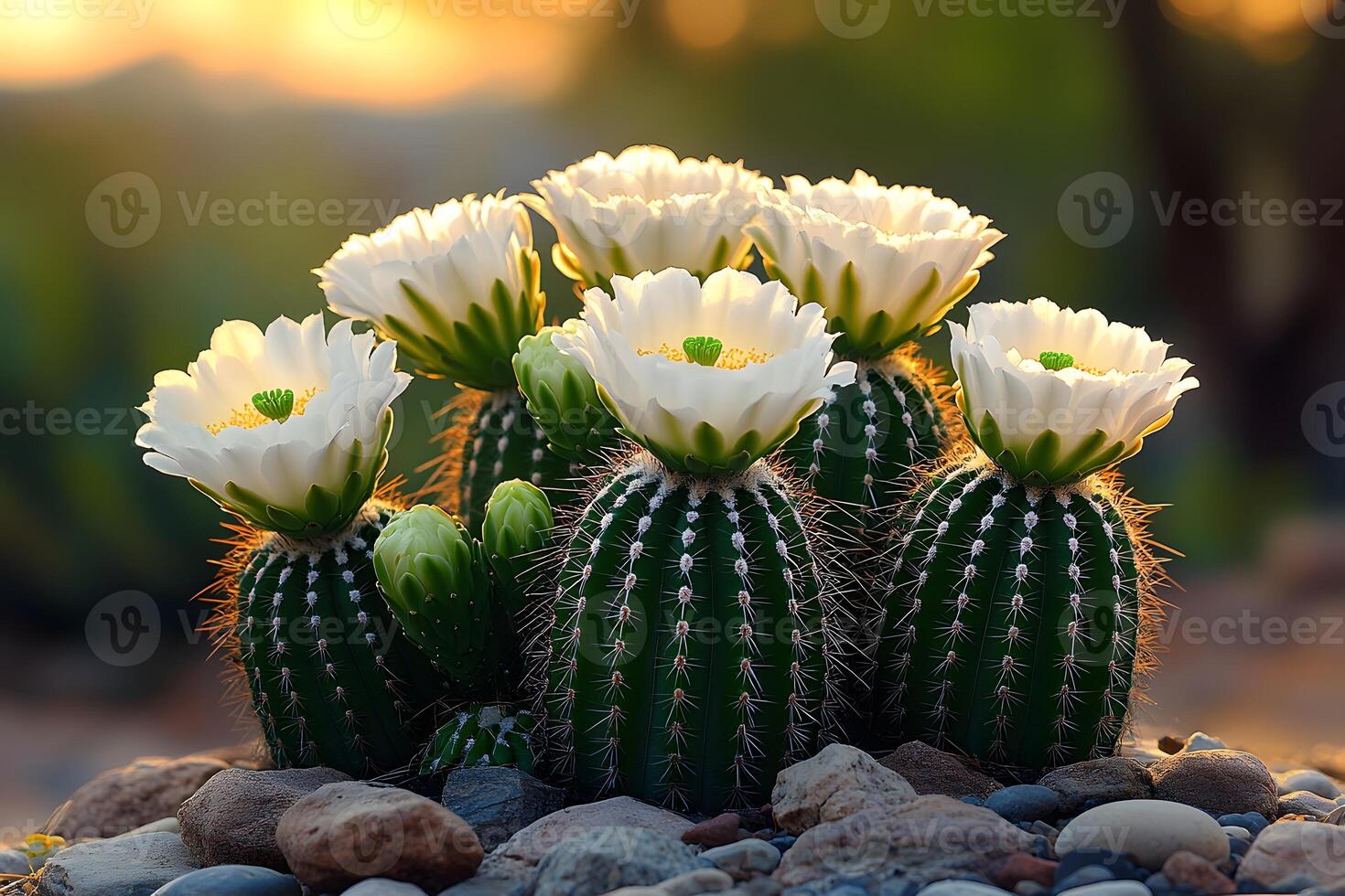 Cactus Blossoms at Sunset Desert Beauty for Nature and Landscape Design photo