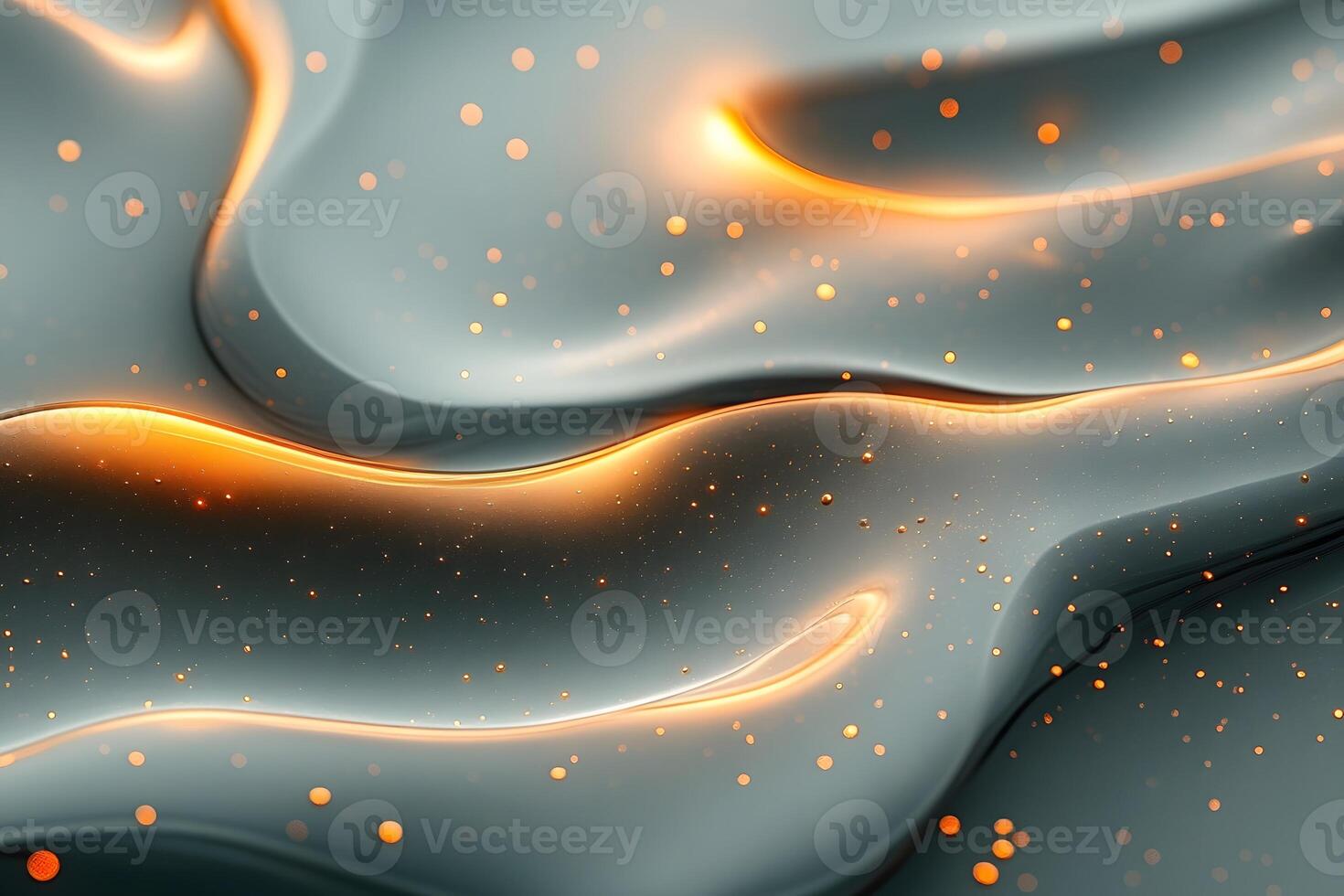 Abstract Fluid Waves with Glowing Orange Particles - Modern Digital Art Design photo