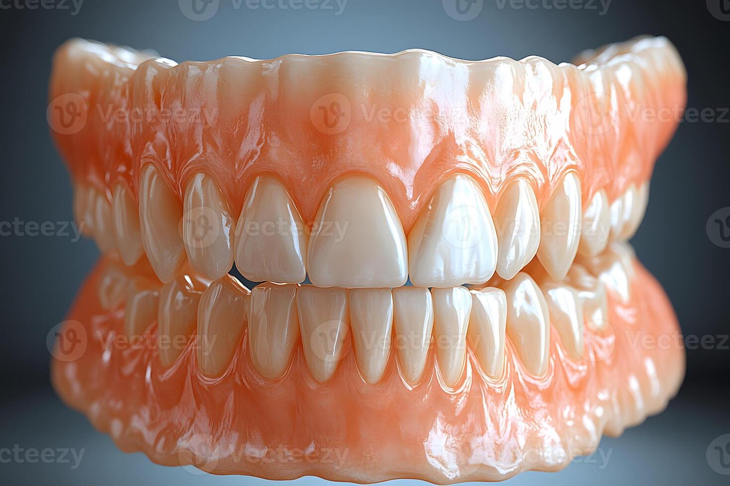 Detailed Close-Up of Artificial Denture Set for Dental Health and Education photo