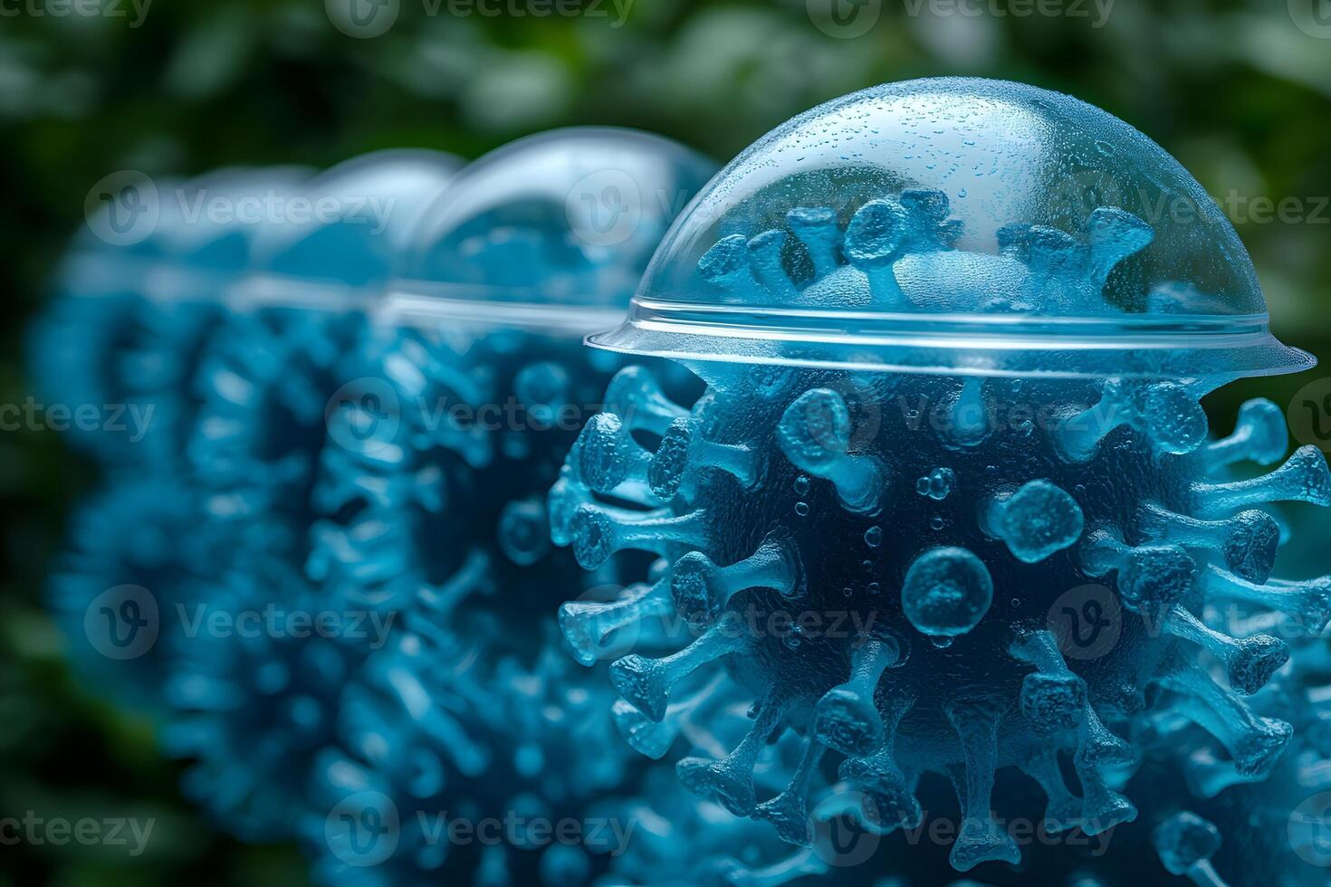 Viral Structure Concept with Blue Spherical Objects Illustration for Scientific Visuals photo