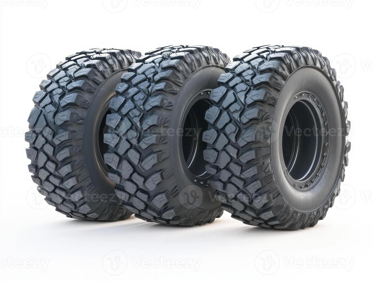 High-performance off-road tires displayed in a row for comparison photo