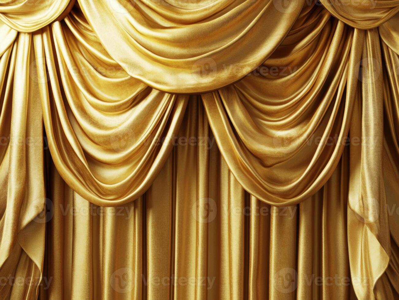 Rich golden drapery creates an elegant stage backdrop for performances photo