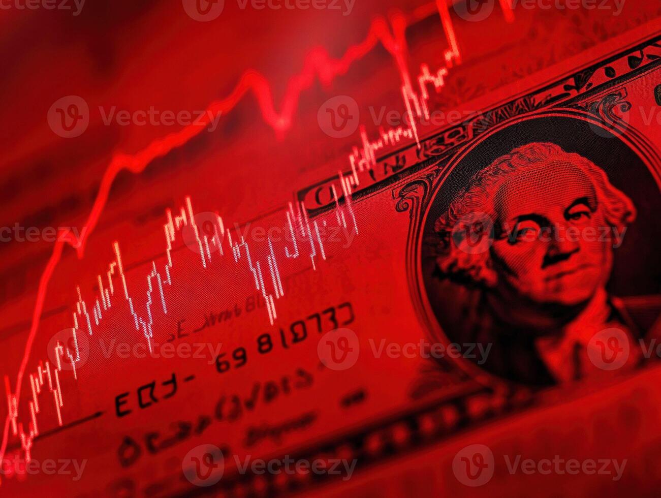 Financial analysis of currency trends with red market indicators photo