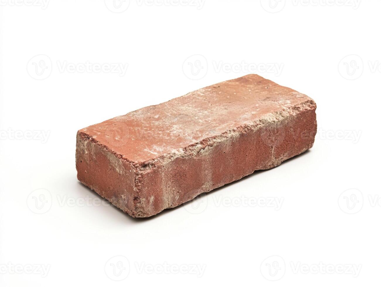Discovering the simple beauty of a red clay brick on white background photo