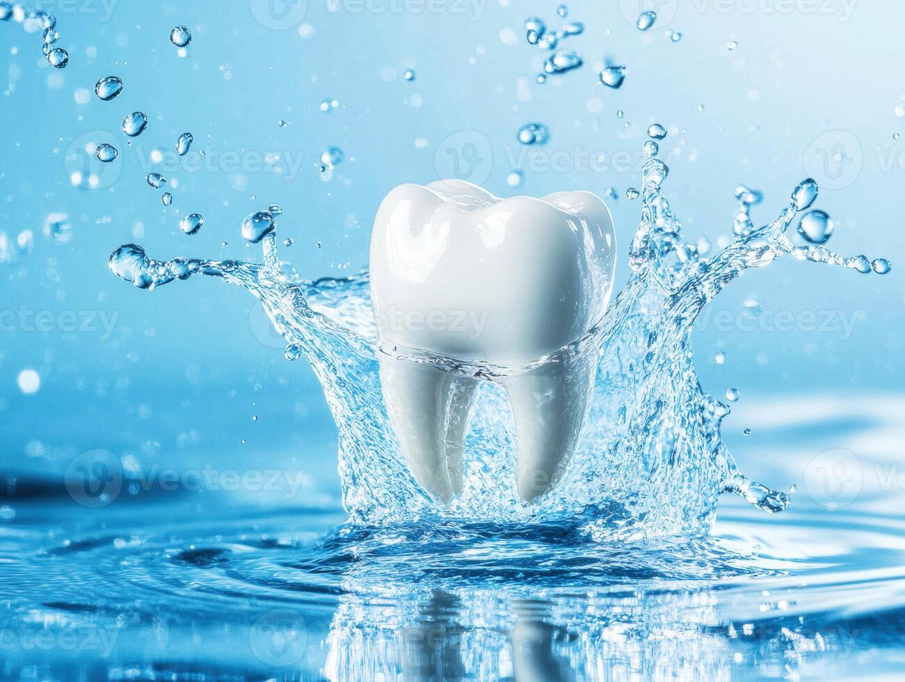 Tooth splashing in water creating a refreshing moment photo