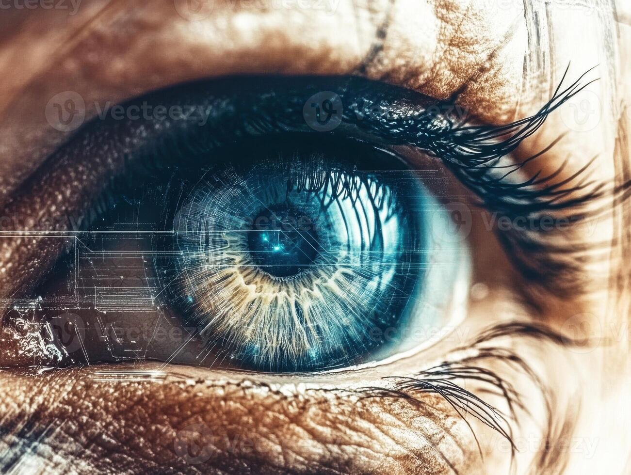 Exploring the depths of a human eye with digital enhancement effects photo