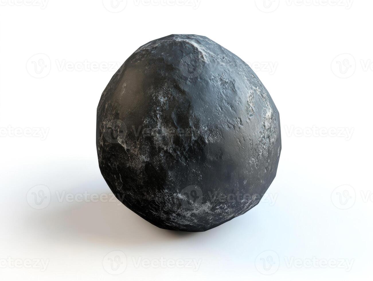 Unique spherical rock with rough texture and dark surface photo