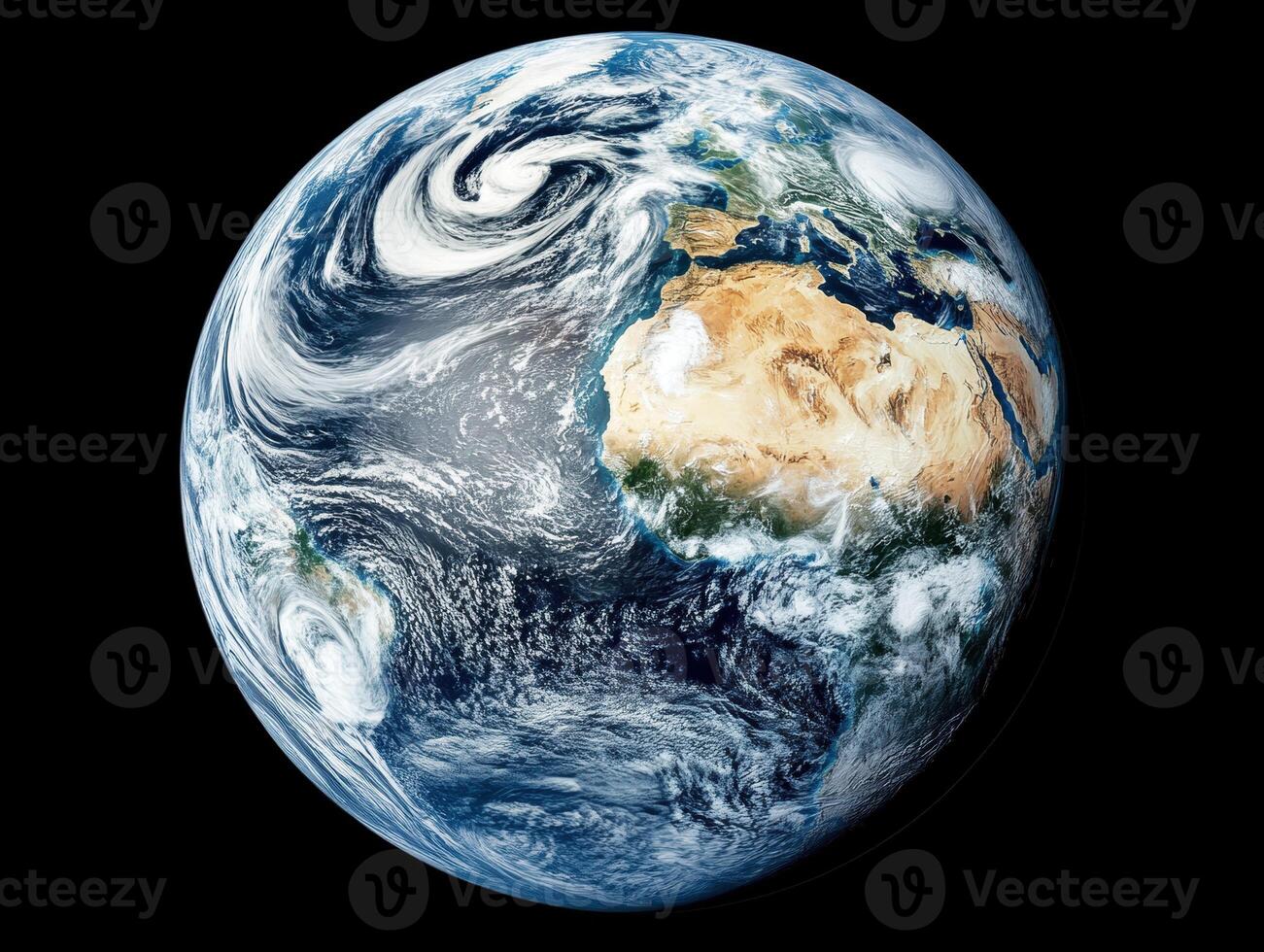 Captivating view of Earth showcasing continents and storms photo