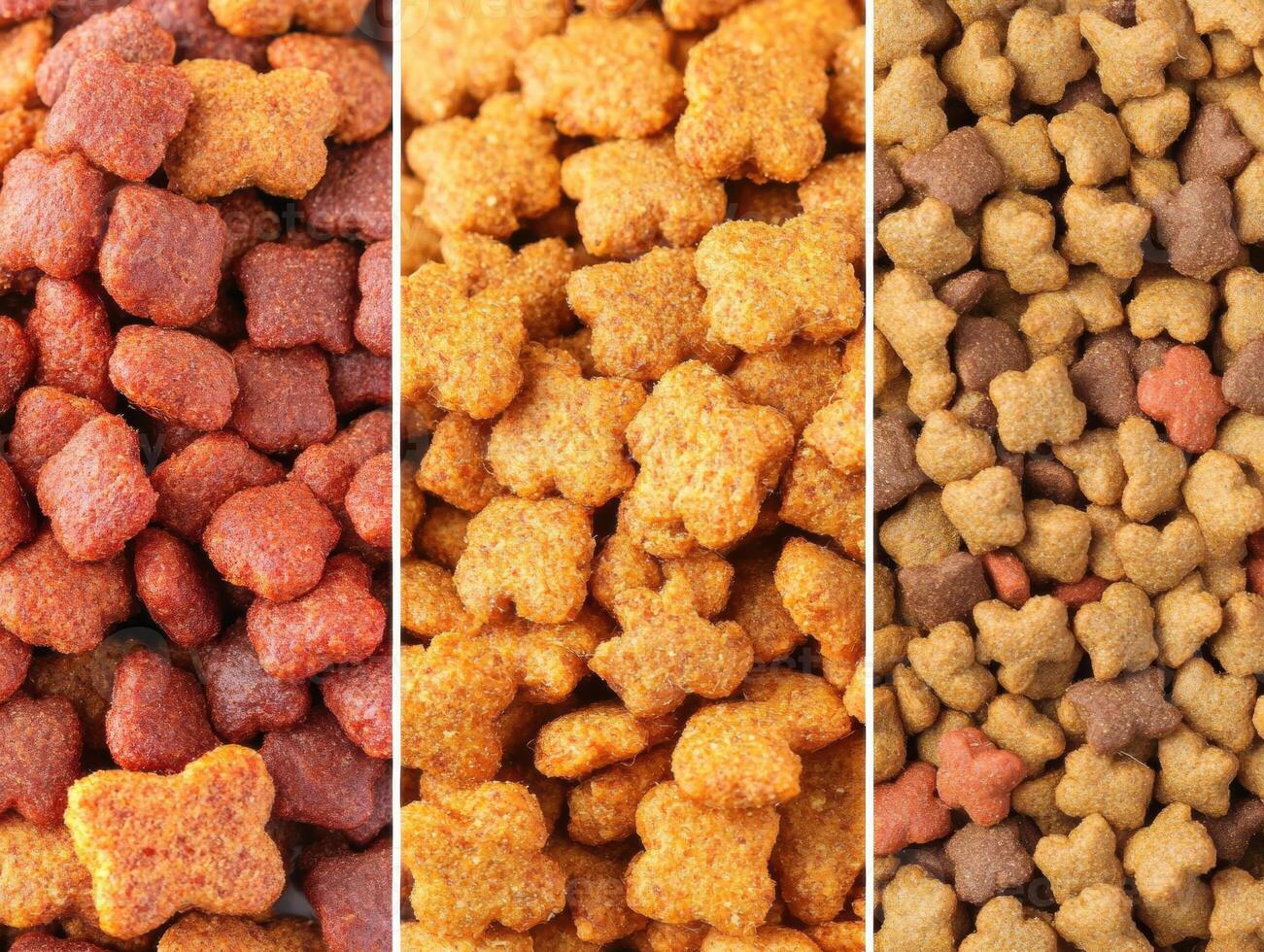 Variety of small shaped snacks arranged in colorful patterns photo