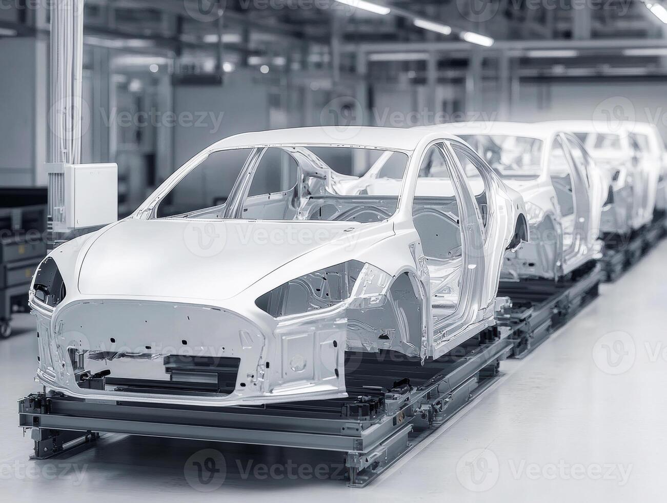 Car manufacturing process in a modern assembly facility photo