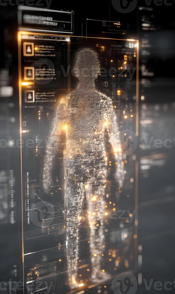 Digital Human Hologram Interface Visualization of Emerging Technology Future photo