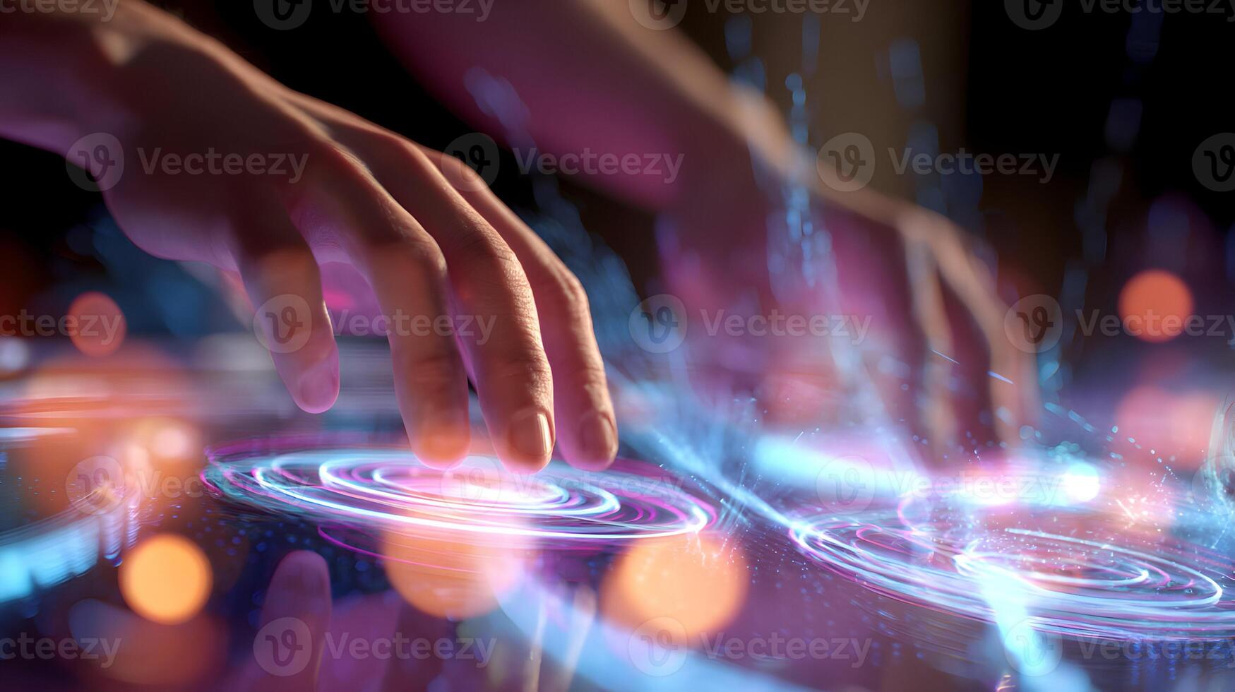 Interactive technology showcases innovative interface with augmented reality elements photo