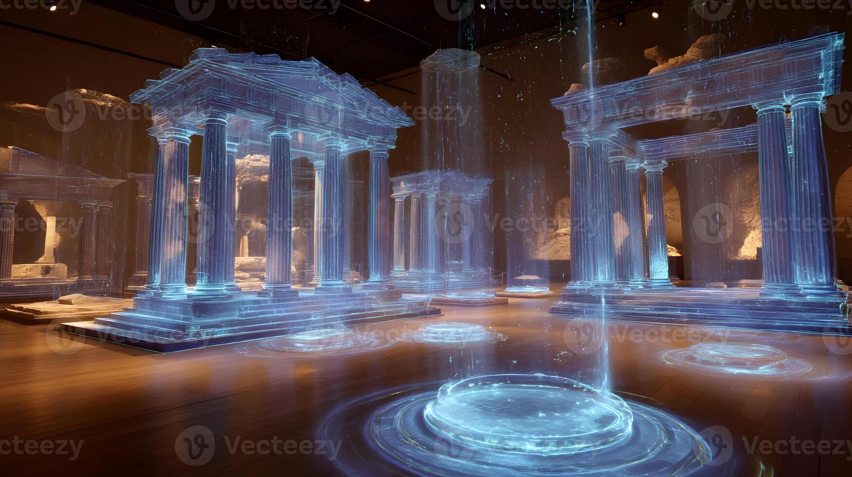 Captivating digital reconstruction of classic greek architecture in a museum display photo