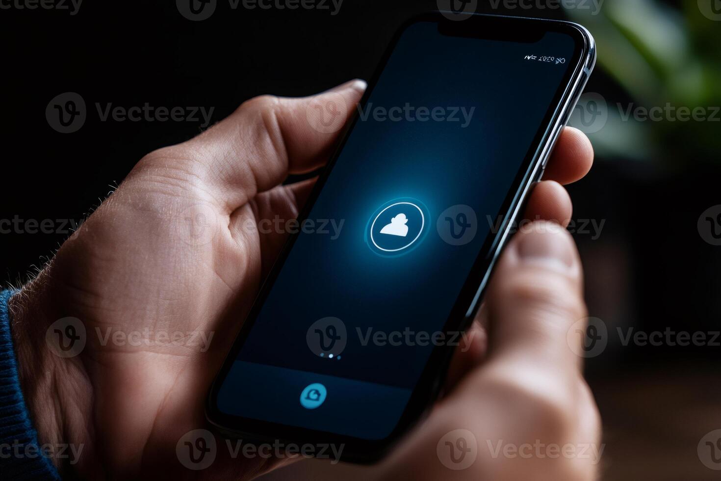 Man using smartphone for online communication and social media networking photo