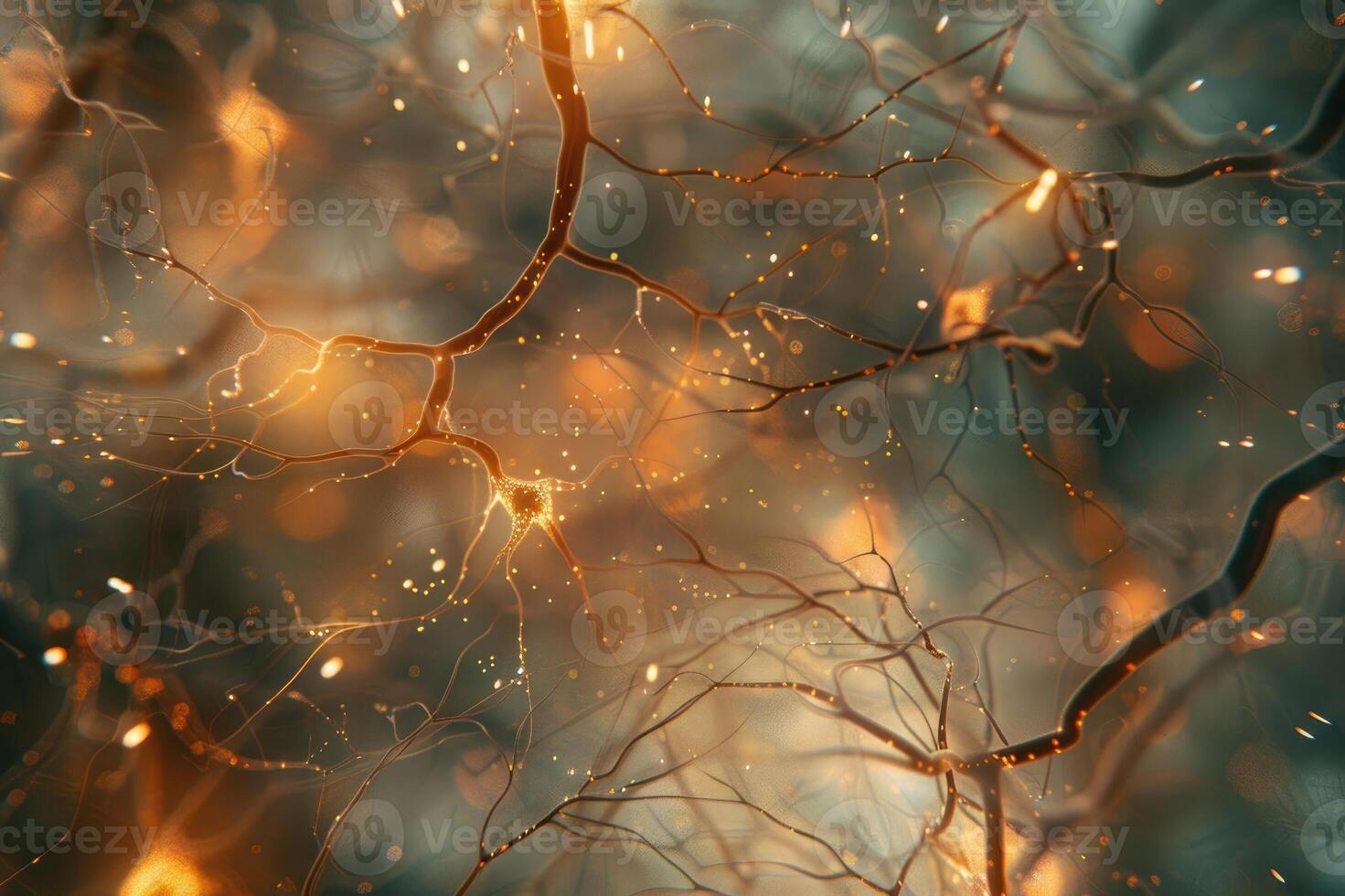 Neuron transmitting signals in the brain... photo