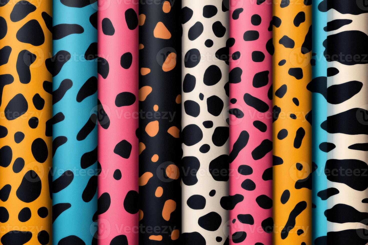 Colorful animal print pattern showing variety of wild designs photo