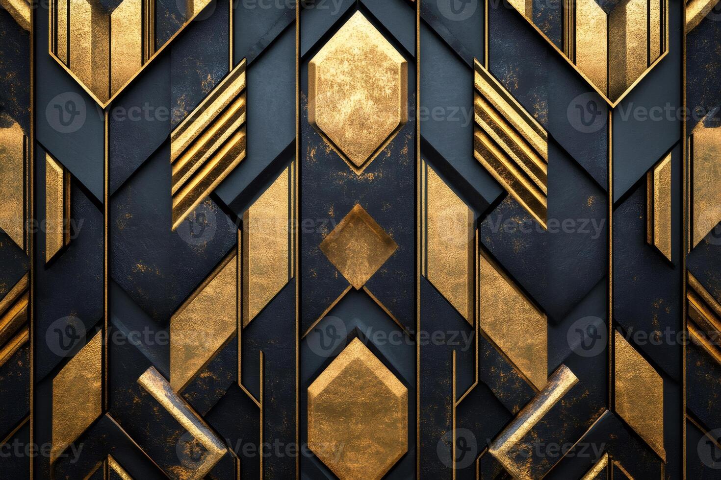 Geometric black and gold abstract background forming a futuristic pattern photo