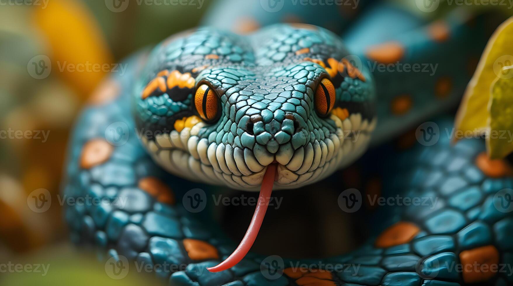 A close up of a snake with its tongue out photo